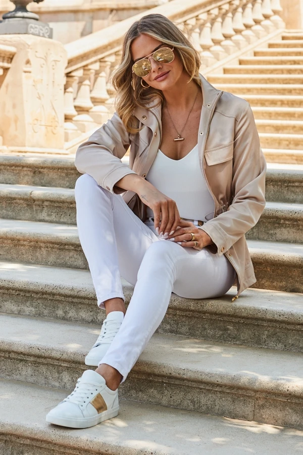 Champagne Gold Satin Utility Jacket 5 Champagne Gold Satin Utility Jacket - Image 3