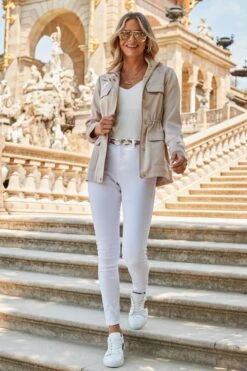 Champagne Gold Satin Utility Jacket 12 Champagne Gold Satin Utility Jacket -Sosandar Fashion Store web 2307 11 s23ow063nl0001 11 127