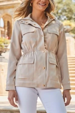 Champagne Gold Satin Utility Jacket 10 Champagne Gold Satin Utility Jacket -Sosandar Fashion Store web 2307 11 s23ow063nl0001 11 267