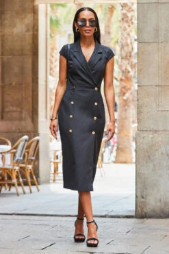 Black Double Breasted Pencil Dress 15 Black Double Breasted Pencil Dress -Sosandar Fashion Store web 2307 24 s23dw206bk0001 24 028