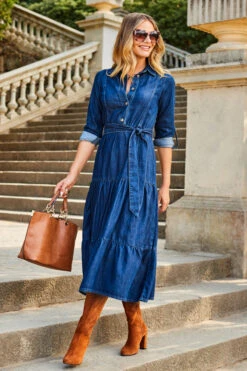 Tan Faux Suede & Leather Tote Bag With Shoulder Strap -Sosandar Fashion Store web 2307 39 s23dd065in0007 39 034 1