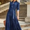 Dark Indigo Tiered Hem Denim Midi Dress -Sosandar Fashion Store web 2307 39 s23dd065in0007 39 046 rt2