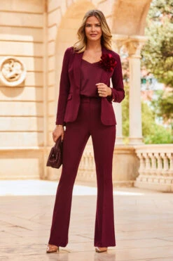 Burgundy Satin Embellished Strap Cami Top -Sosandar Fashion Store web 2307 64 a23ow031rd00011 a23bw002rd011 s23tw089rd0004 64 040 2