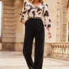 Black & White Chain Print Satin Two Part Wide Leg Jumpsuit -Sosandar Fashion Store web 2307 67 s23jw039bkwh01 67 144