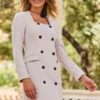 Stone Square Neck Double Breasted Blazer Dress -Sosandar Fashion Store web 2307 70 s23dw212st0001 70 125