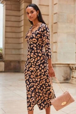 Leopard Print Cross Strap Midi Jersey Dress 9 Leopard Print Cross Strap Midi Jersey Dress -Sosandar Fashion Store web 2307 73 s23dj245ld0001 73 171