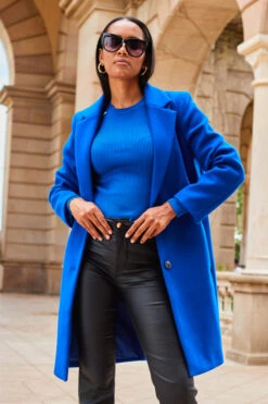Cobalt Blue Single Breasted Coat -Sosandar Fashion Store web 2307 77 a23tk156be0010 a23bd003bk0001 77 057 1
