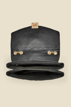 Black Gold Stud Detail Quilted Cross Body Bag -Sosandar Fashion Store web 2307 box a23ac004bk0001 d
