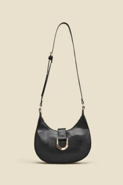 Black Snake Hoop Clasp Scoop Longline Shoulder Bag 9 Black Snake Hoop Clasp Scoop Longline Shoulder Bag -Sosandar Fashion Store web 2307 box a23ac012bk0001 a