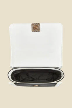 Black Quilted Ivory Trim Chain Detail Cross Body Bag 11 Black Quilted Ivory Trim Chain Detail Cross Body Bag -Sosandar Fashion Store web 2307 box a23ac013bk0001 d