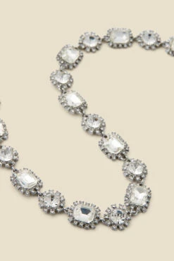 Silver Diamante Stone Detail Necklace -Sosandar Fashion Store web 2307 box a23ac037mc0005 a