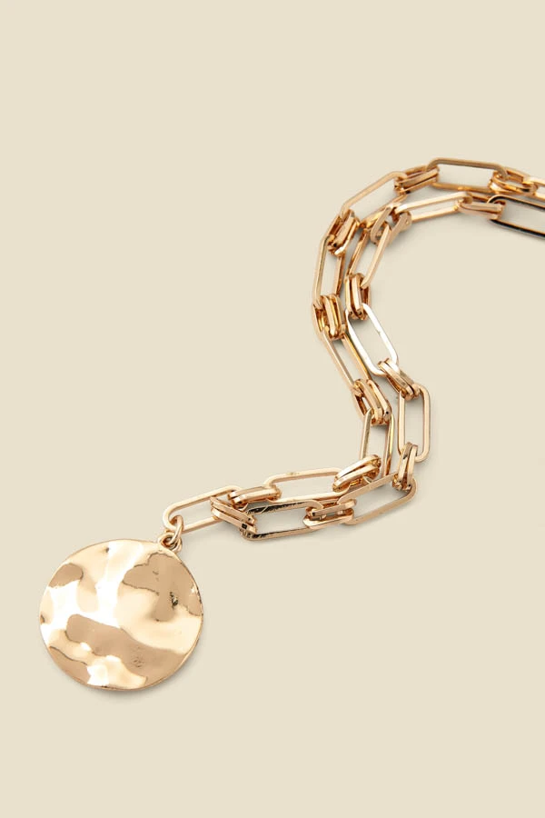 Gold Plated Hammered Chain Link Necklace 4 Gold Plated Hammered Chain Link Necklace - Image 2