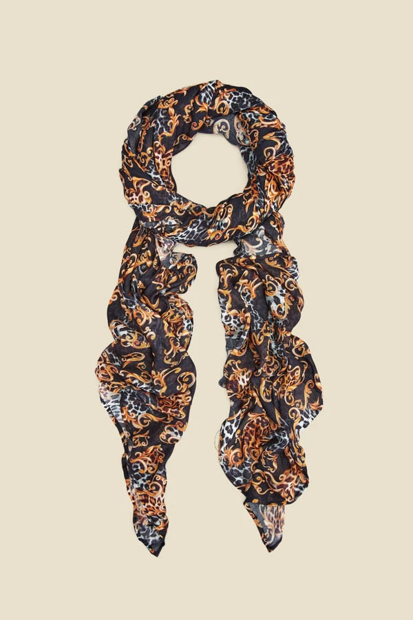 Black Baroque Print Scarf 4 Black Baroque Print Scarf - Image 2