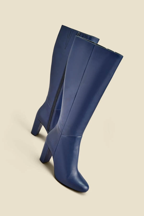 Blake Navy Blue Leather Knee High Boot 6 Blake Navy Blue Leather Knee High Boot - Image 4