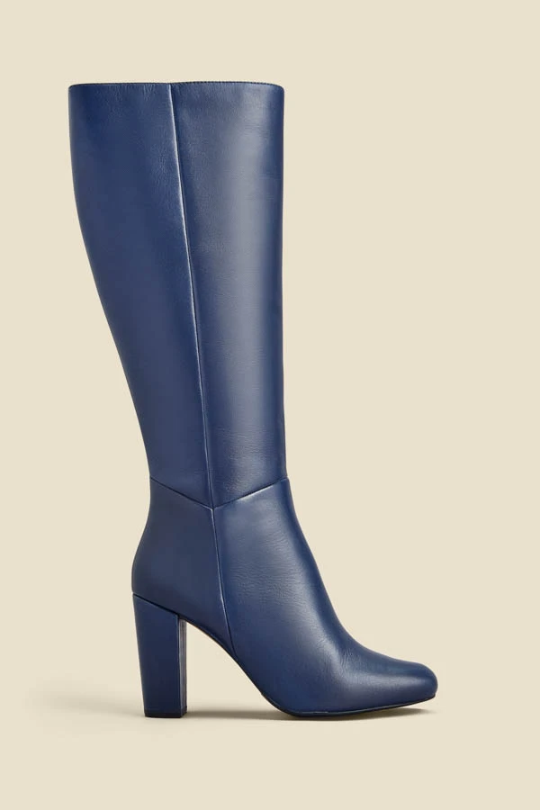 Blake Navy Blue Leather Knee High Boot 3 Blake Navy Blue Leather Knee High Boot