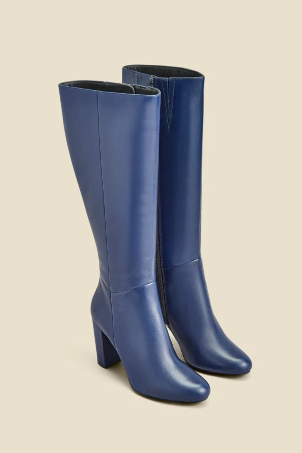 Blake Navy Blue Leather Knee High Boot 4 Blake Navy Blue Leather Knee High Boot - Image 2