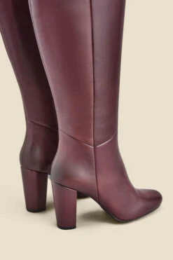 Blake Burgundy Leather Zip Knee High Boot 11 Blake Burgundy Leather Zip Knee High Boot -Sosandar Fashion Store web 2307 box a23fw004rd0005 b