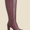 Blake Burgundy Leather Zip Knee High Boot 2 Blake Burgundy Leather Zip Knee High Boot -Sosandar Fashion Store web 2307 box a23fw004rd0005 c