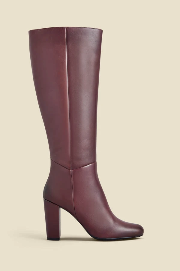 Blake Burgundy Leather Zip Knee High Boot 3 Blake Burgundy Leather Zip Knee High Boot