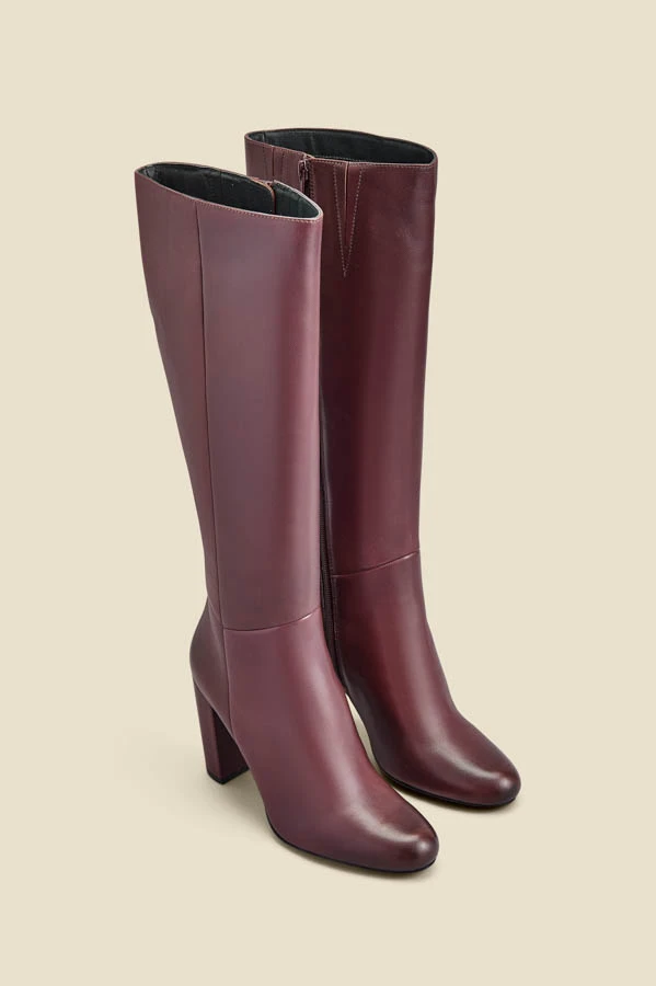 Blake Burgundy Leather Zip Knee High Boot 4 Blake Burgundy Leather Zip Knee High Boot - Image 2