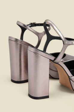 Cici Pewter Leather Platform Block Heel -Sosandar Fashion Store web 2307 box s23fw036mc0004 b