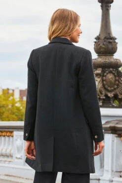 Black Faux Wool Double Breasted Coat 11 Black Faux Wool Double Breasted Coat -Sosandar Fashion Store web 2308 03 a23ow006bk0001 a23bw037we0001 03 181 rt