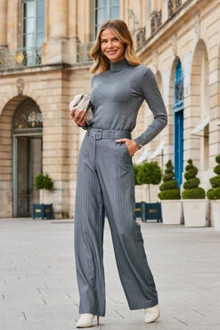 Grey Roll Neck Zip Detail Jumper -Sosandar Fashion Store web 2308 108 a23bw039gy0001 a20tk008gy0005 108 007 rt 1