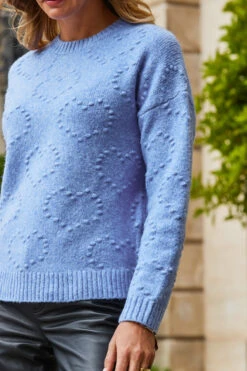 Soft Blue Heart Detail Knit Jumper -Sosandar Fashion Store web 2308 45 s22tk613be0010 45 251 rt