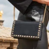 Black Stud Detail Clutch Bag With Detachable Strap -Sosandar Fashion Store web 2308 88 a23tj009bk0001 88 208
