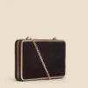 Black Velvet Clasp Detail Clutch Bag With Detachable Strap 2 Black Velvet Clasp Detail Clutch Bag With Detachable Strap -Sosandar Fashion Store web 2308 box a23ac017bk0001 b