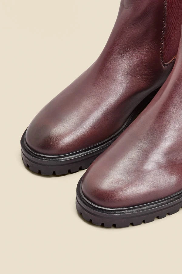 Wine Chunky Sole Leather Chelsea Boot 6 Wine Chunky Sole Leather Chelsea Boot - Image 4