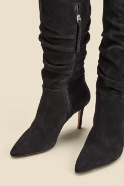 Black Suede Slouch Stiletto Heel Over The Knee High Boot -Sosandar Fashion Store web 2308 box a23fw028bk0001 c 1