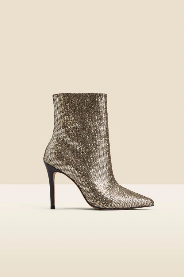 Gold Glitter Pointed Toe Ankle Boot 5 Gold Glitter Pointed Toe Ankle Boot - Image 3