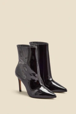 Black Patent Pointed Toe Ankle Boot -Sosandar Fashion Store web 2308 box a23fw072bk0001 b 1 1