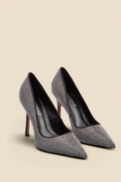 Silver Sparkling Diamante WOW Court Shoes