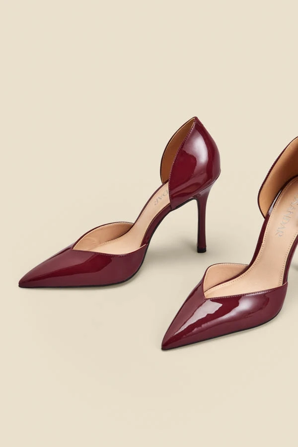 Wine Patent Leather Sweetheart Court Shoe 6 Wine Patent Leather Sweetheart Court Shoe - Image 4