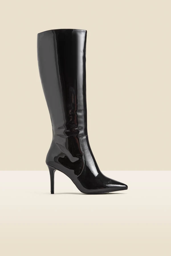 Black Patent Leather Stiletto Knee High Boots 4 Black Patent Leather Stiletto Knee High Boots - Image 2