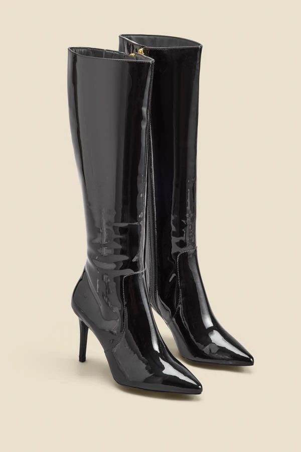 Black Patent Leather Stiletto Knee High Boots 3 Black Patent Leather Stiletto Knee High Boots