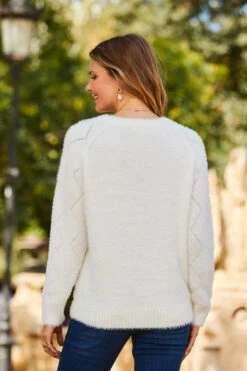 Cream Pointelle Pearl Embellished Jumper -Sosandar Fashion Store web 2309 08 a23op004eu0001 a23tk183nl0001 a21bd004in0007 08 179