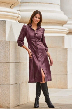 Burgundy Faux Leather Popper Front Shirt Dress 11 Burgundy Faux Leather Popper Front Shirt Dress -Sosandar Fashion Store web 2309 114 a20dp004rd0004 114 059 rc