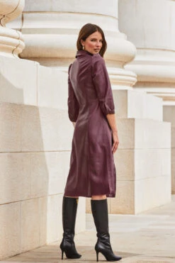 Burgundy Faux Leather Popper Front Shirt Dress 10 Burgundy Faux Leather Popper Front Shirt Dress -Sosandar Fashion Store web 2309 114 a20dp004rd0004 114 161 rc