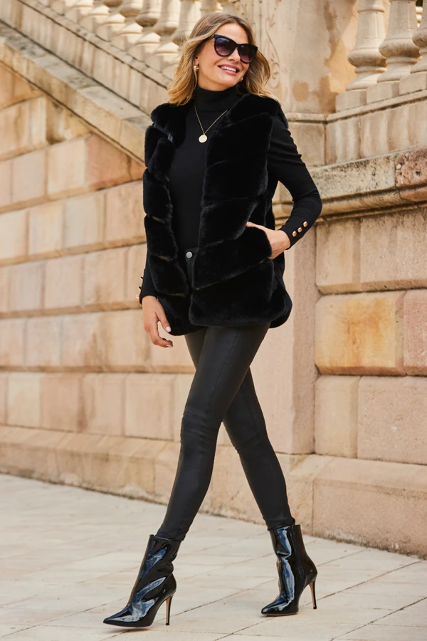 Black Luxe Faux Fur Gilet 5 Black Luxe Faux Fur Gilet - Image 3