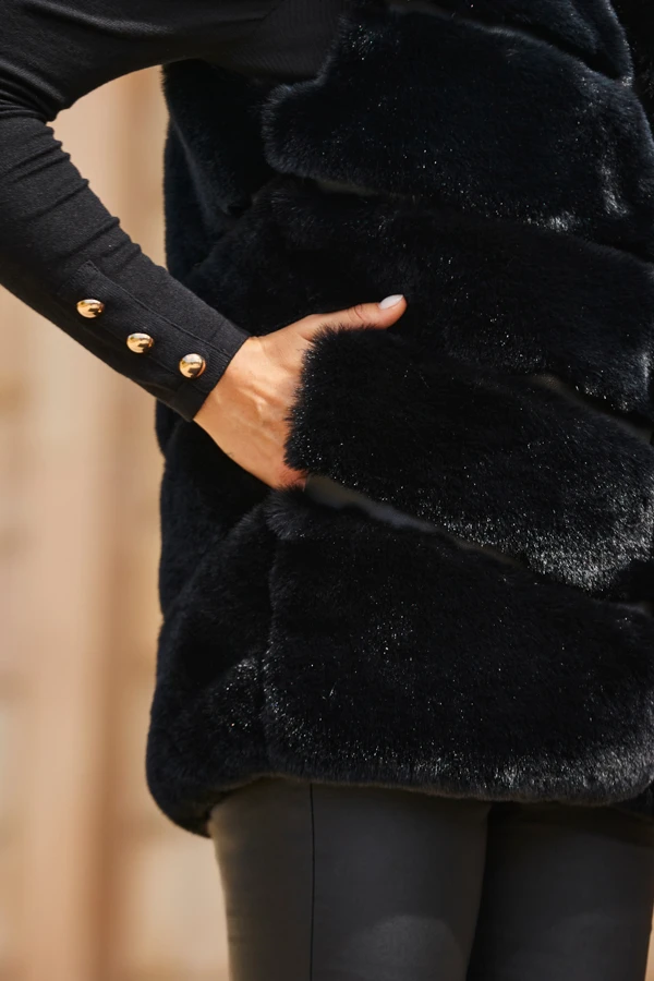 Black Luxe Faux Fur Gilet 8 Black Luxe Faux Fur Gilet - Image 6