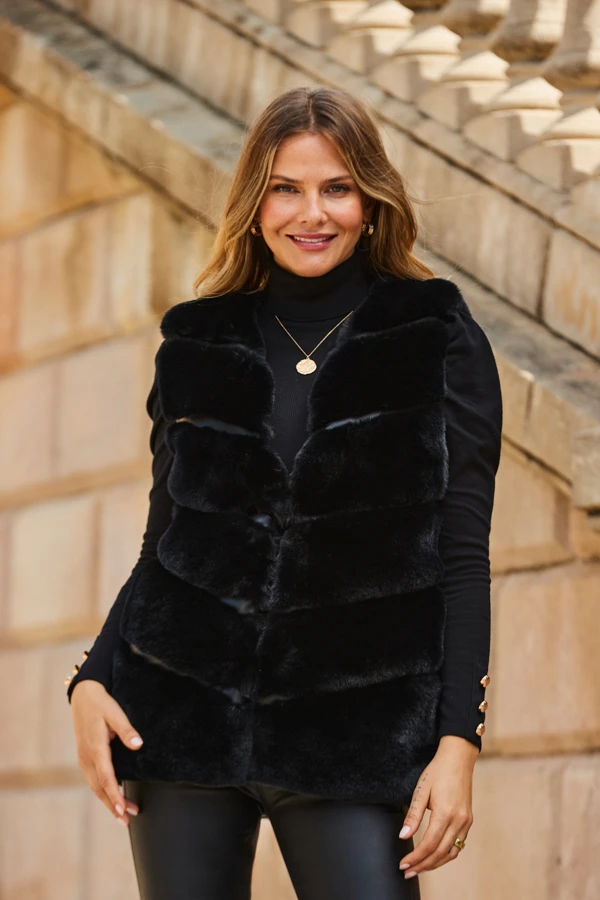 Black Luxe Faux Fur Gilet 7 Black Luxe Faux Fur Gilet - Image 5