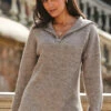 Natural Rib Knit Half Zip Longline Jumper -Sosandar Fashion Store web 2309 127 a23tk261bn0024 127 094 2