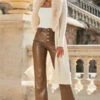 Mocha Faux Leather Cropped Wide Leg Trousers -Sosandar Fashion Store web 2309 132 a22tk496nl0001 a23bp014bn0024 132 098 1