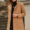 Camel Coat With Gold Button Detail 1 Camel Coat With Gold Button Detail -Sosandar Fashion Store web 2309 140 a23ow002bn0002 140 103
