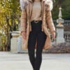Camel Faux Fur Shawl Collar Padded Coat