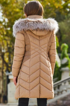 Camel Faux Fur Shawl Collar Padded Coat 11 Camel Faux Fur Shawl Collar Padded Coat -Sosandar Fashion Store web 2309 143 a23ow008bn0003 s23tk603nl0008 143 314