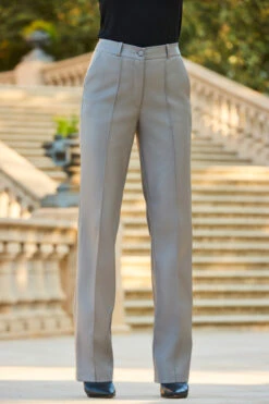 Grey Faux Leather Wide Leg Trousers -Sosandar Fashion Store web 2309 144 a23ow015gy0003 144 448